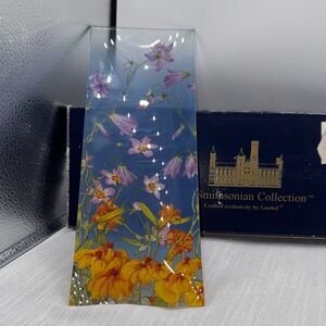 Goebel Smithsonian Blue Wildflowers Glass Serving Tray Mary Vaux Walcott NIB